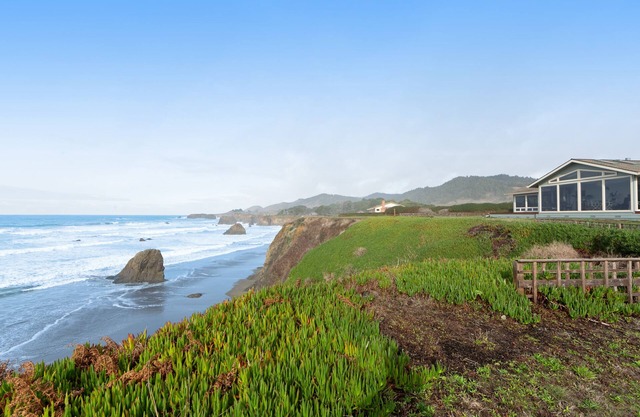 Oceanfront Home on the Bluffs w/Hot Tub, Sunroom & Private Beach Access