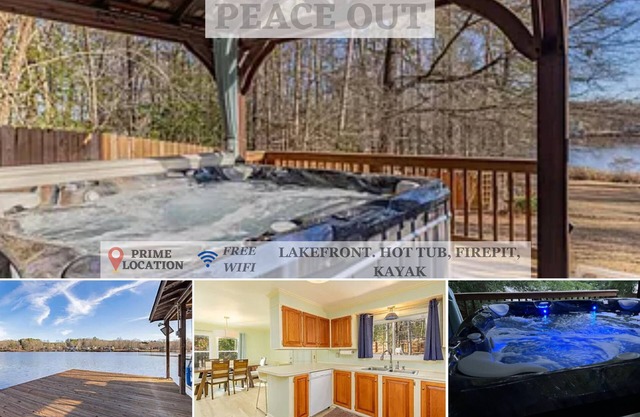 Peaceful Lakefront Home w/Hot tub, Dock, Firepit, Kayak, Cornhole, Ramp nearby