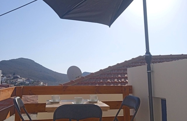 perfect view sea from balcon.smell fresh fish of greek tavern!