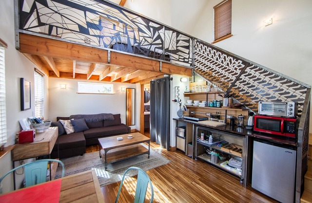 Portland's LemonDoor Micro-Loft surrounded by lush gardens in fun, close-in area