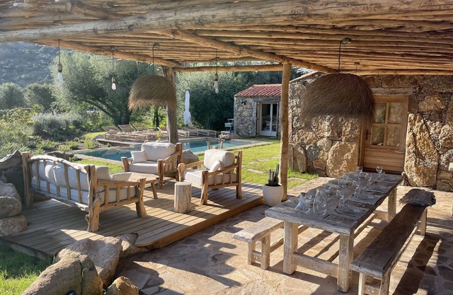 Porto Vecchio near Palombaggia, pretty sheepfold with heated pool