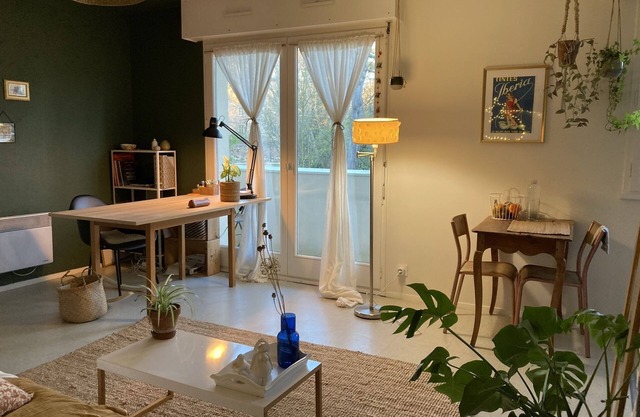 QUIET STUDIO near town center facing park/river vilaine :)