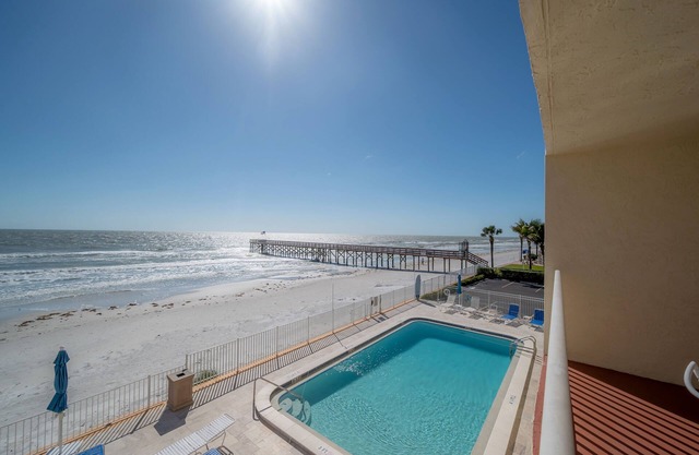 Relaxing beachfront condo on Redington Beach with heated pool!