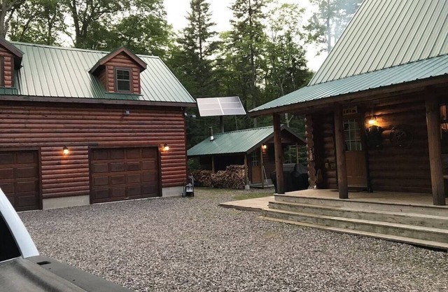 Remote log lodge in the Huron Mountain foothills.
