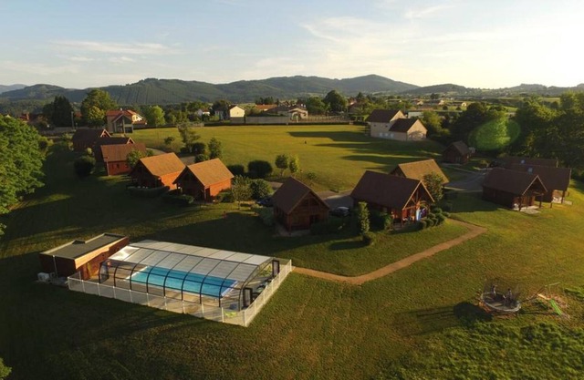 rental fully equipped chalets with heated indoor pool
