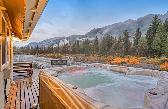 Riverfront Mountain Home w/Private Hot Tub, Upgraded Kitchen, and Large Deck