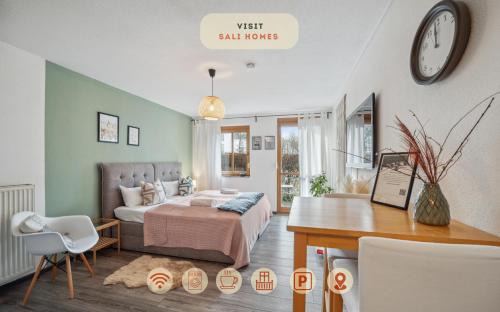 Salí Homes - HS3 Cozy Studio Near Bayreuth Train Station with Terrace, Garden View & Free Wi-Fi