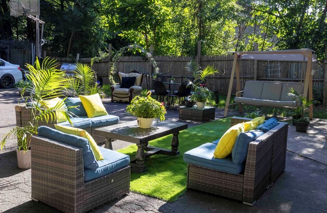 Seven Sleeps + Patio retreat/lake + Two-in-one game table/PS5