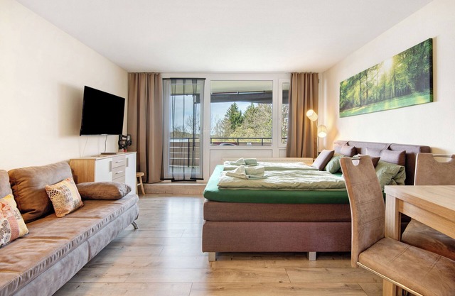 Studio Apartment 'Waldgenuss' with Shared Pool, Balcony and Wi-Fi
