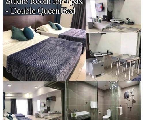 Studio Room Aeropod Near Airport,KK City,Tg Aru Beach for 4 pax