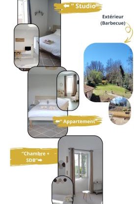 Studios ou Chambre SDB avec extérieur centre-ville Ribérac