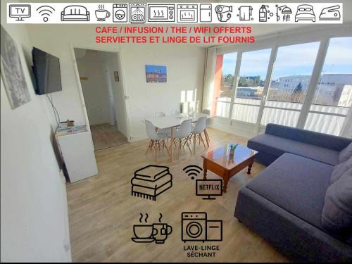 T3 57m2 avec balcon proche gare SNCF - WIFI, Netflix, café et thé offerts