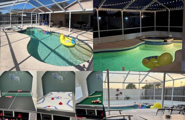 Tampa heat pool/hot tub lake view near airport