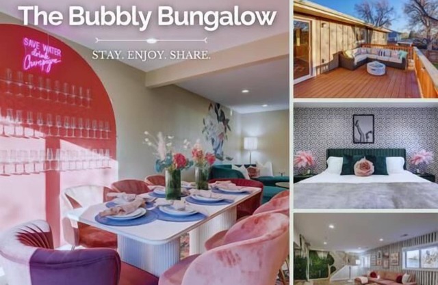 The Bubbly Bungalow | Photo Booth + Champagne Glass Wall