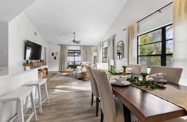 This home has 3 bedrooms with 6 beds and 2 bathrooms making it perfect for 9 guests!