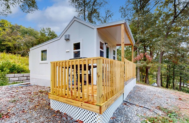 Tiny home studio with kitchenette, grill and front porch