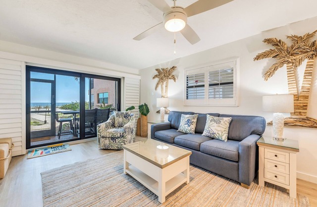 Two-bedroom, ground floor unit with direct access to beach and pool.