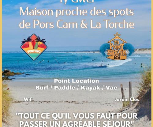 Ty Gwer proche des plages de Pors Carn & La Torche - 8 personnes
