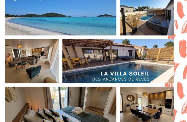 Villa Plein pied 8 pers piscine chauffée privée proche plage San Cipriano Cala Rossa Climatisation WIFI