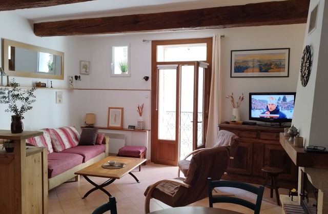 Village house with balcony and internet box