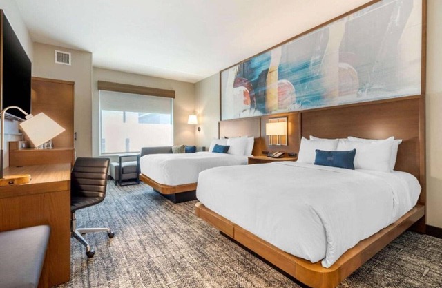 Visit our modern hotel room on your next trip to the Quad Cities