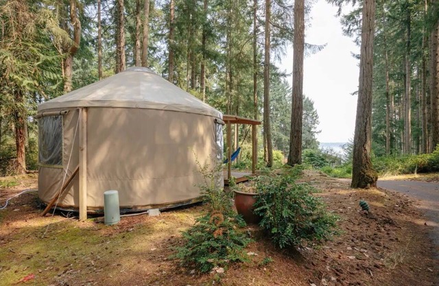 Yurt in Forest with Puget Sound View - Dry Camping