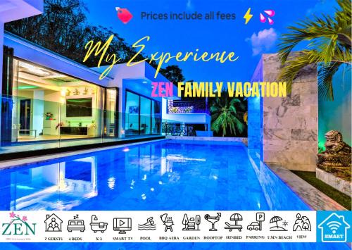 Zen Luxury Villa Phuket 4BR-3BA, Mineral immersion pool, dedicated children's zone, Smart tech, Spacious rooftop, commanding mountain views