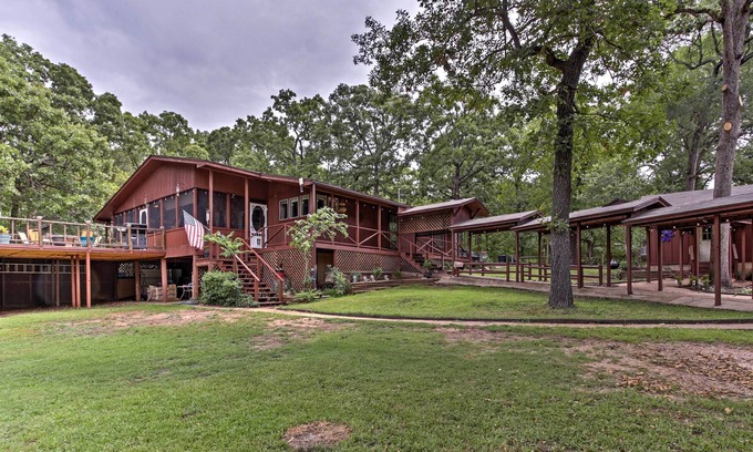 Log Cabin House | 1-Acre Rustic Lake Resort w/ Outdoor Entertainment