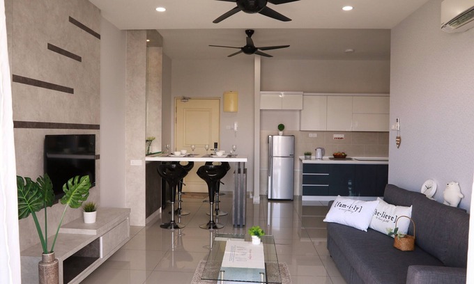 Malacca City Condo | 1 bedroom luxury condo. 1 to 7 guests, 3 beds, 1 sofa bed, 1 bathroom, living