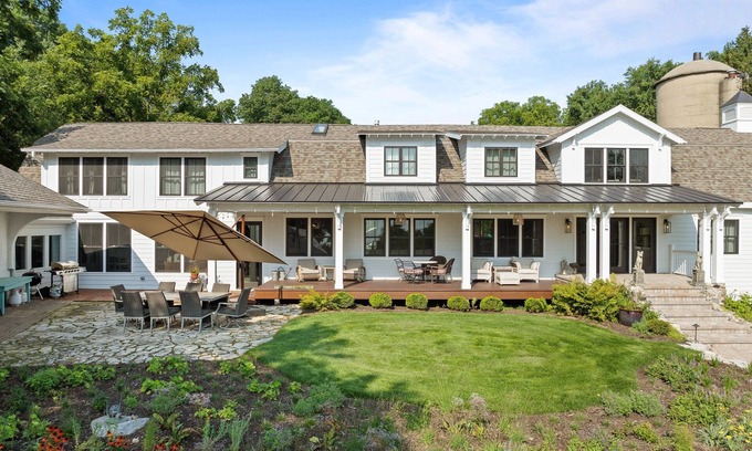 Fontana-on-Geneva Lake House | 1836 Rustic Barn Retreat | Bar & Game Room |Tennis Court |FirePit |Swim Spa |Lake