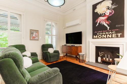 St Kilda Apartment | 1860s Mansion Private Balcony A storybook