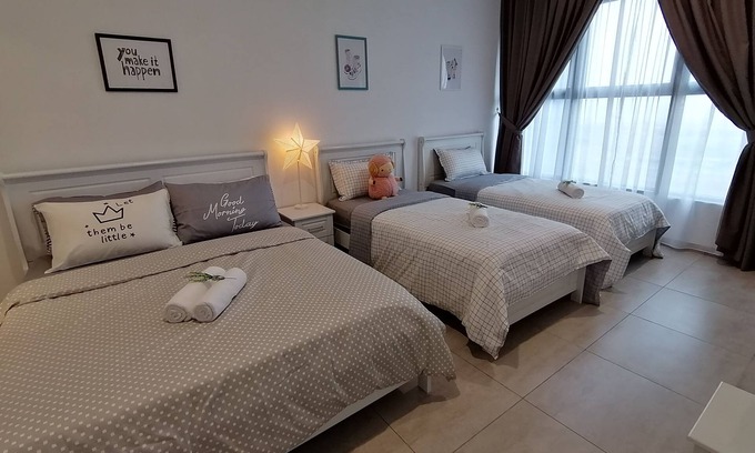 Malacca City Condo | 2 bedroom luxury condominium, 1 to 12 guests, 5 beds, 2 bathroom, living room.