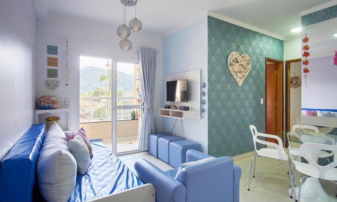 Estufa II Apartment | 2 Quartos com ar, piscina, sacada Gourmet a 1 km da praia Grande