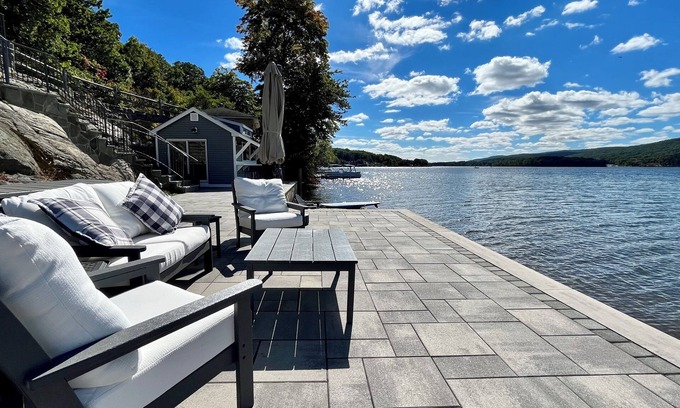 Hewitt House | 200Ft of Lakefront, Hot Tub, Game Room, Multi-Level Patios & Views for Days