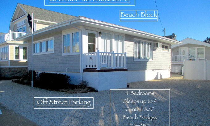 Ortley Beach House | 2025 LAVALLETTE Beach Block, Wifi, C- AC, sleeps 9, 2 Baths, 9 Houses to Beach!