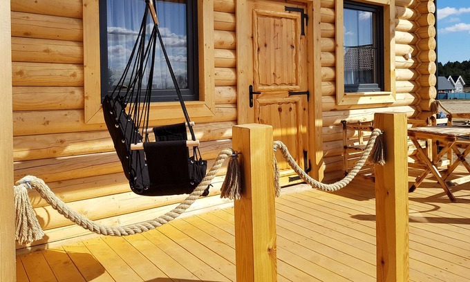 Jastrzebia Gora House | 2x BeHappy Woodhouse log houses Sauna Jacuzzi Gdansk near Jastrzębia Góra