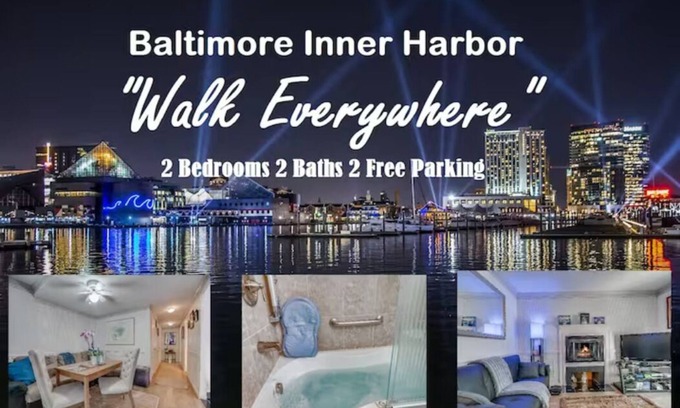 Downtown Baltimore Condo | 3 Months Min: HARBOR,Firplce,2Bdrm/2SPAbath/JetTub,2 Parkng,HomeGYM,Adjustbl Bed