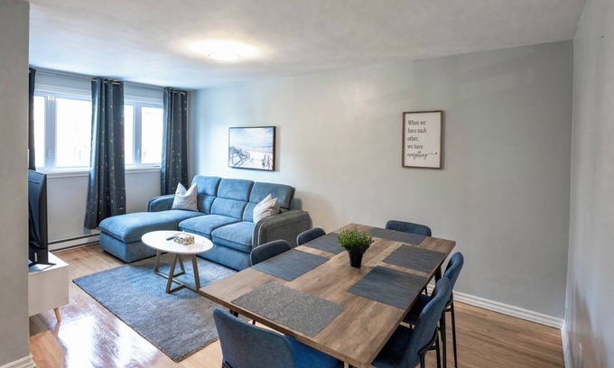 Laval-des-Rapides Apartment | 3BR 6Beds 5min Walk distance to Metro, Free Parking, next to Place Bell AC