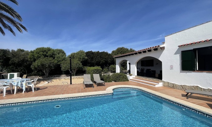 Binisafua Ski Chalet | 450m. from Es Caló Blanc! Menorquin Villa with Pool and Garden; Cap den Font.