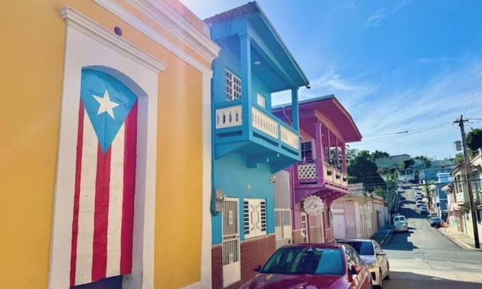 Mayaguez Pueblo Apartment | 5.8 Blue Casita w/historic balcony
