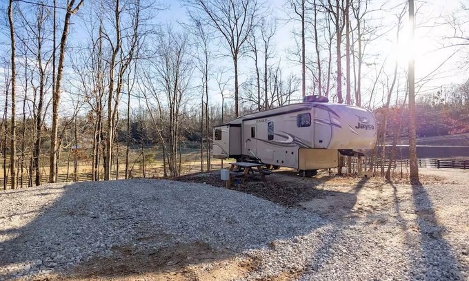 Stanton House | 5th Wheel RV in campground, 2-bedroom, 1 bathroom, perfect for up to 6 guests.