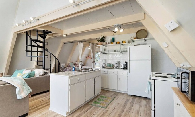 Surfside Beach House | A-frame Beach Home With Fenced Yard and Fire Pit