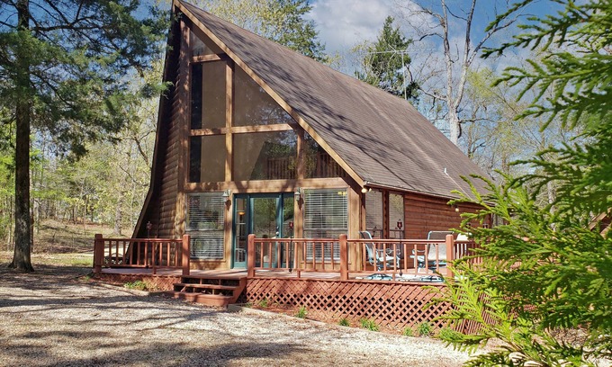 Whispering Hills House | A-Frame Cabin- Seasonal Hot tub, playset, dogs welcome!