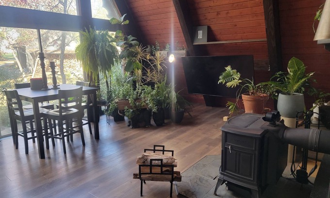 Anderson Township Cabin | A-frame home, 3 acres, fenced, secluded, hot tub, sauna, dog friendly