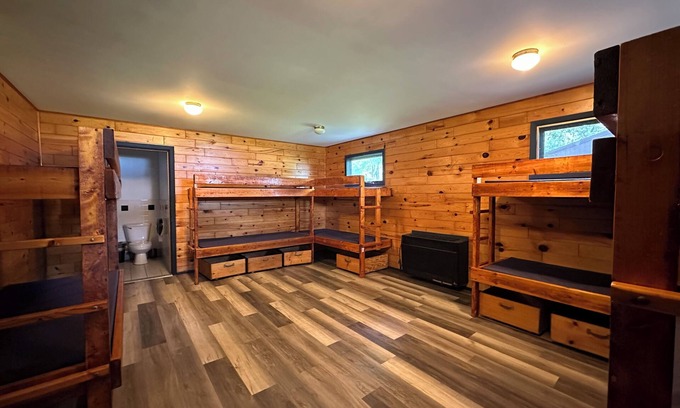 Pepin County Cabin | A summer camp cabin with attached bath and lounge area
