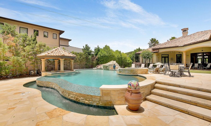 Lower Basin Lake Travis House | Above Hacienda | Waterfront I Pool&Spa with Slide I Pickleball I Playscape