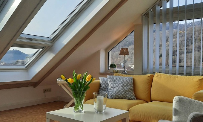 Annweiler am Trifels Apartment | Above the rooftops of Annweiler! Light-flooded attic studio with sun terrace