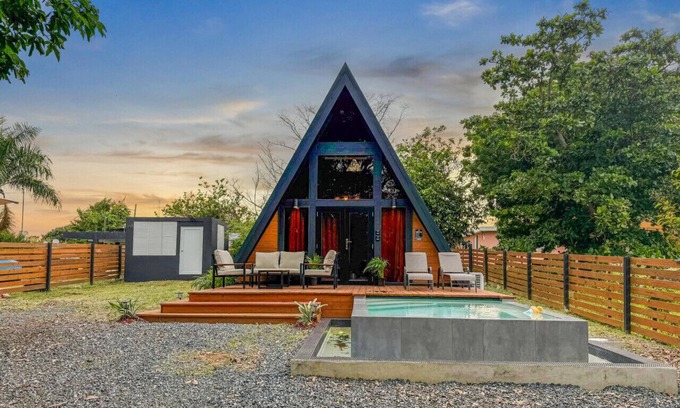 Palmarejo Cabin | Africa787 | A-Frame Wood House W/Pool @ Lajas