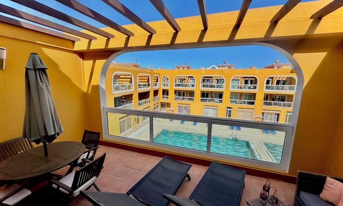 El Cotillo Apartment | Aguarii Cotillo: 50mt beach, sea views, wifi, swimming pool, private terrace, solarium