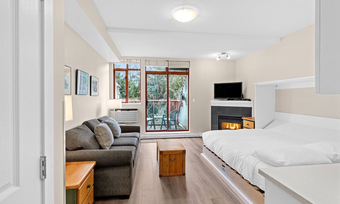 Village North Condo | Alpenglow Lodge Studio Suite with park view by MVA